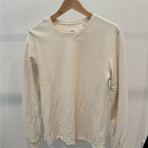 Billy Reid Cream Long Sleeve Tee Classic Crew Neck